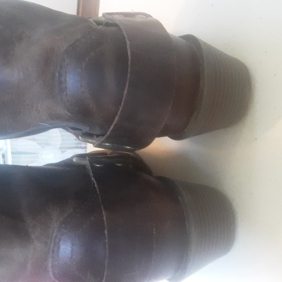 Justin Brown Leather Motorcycle Boots 10B - Picture 4 of 15